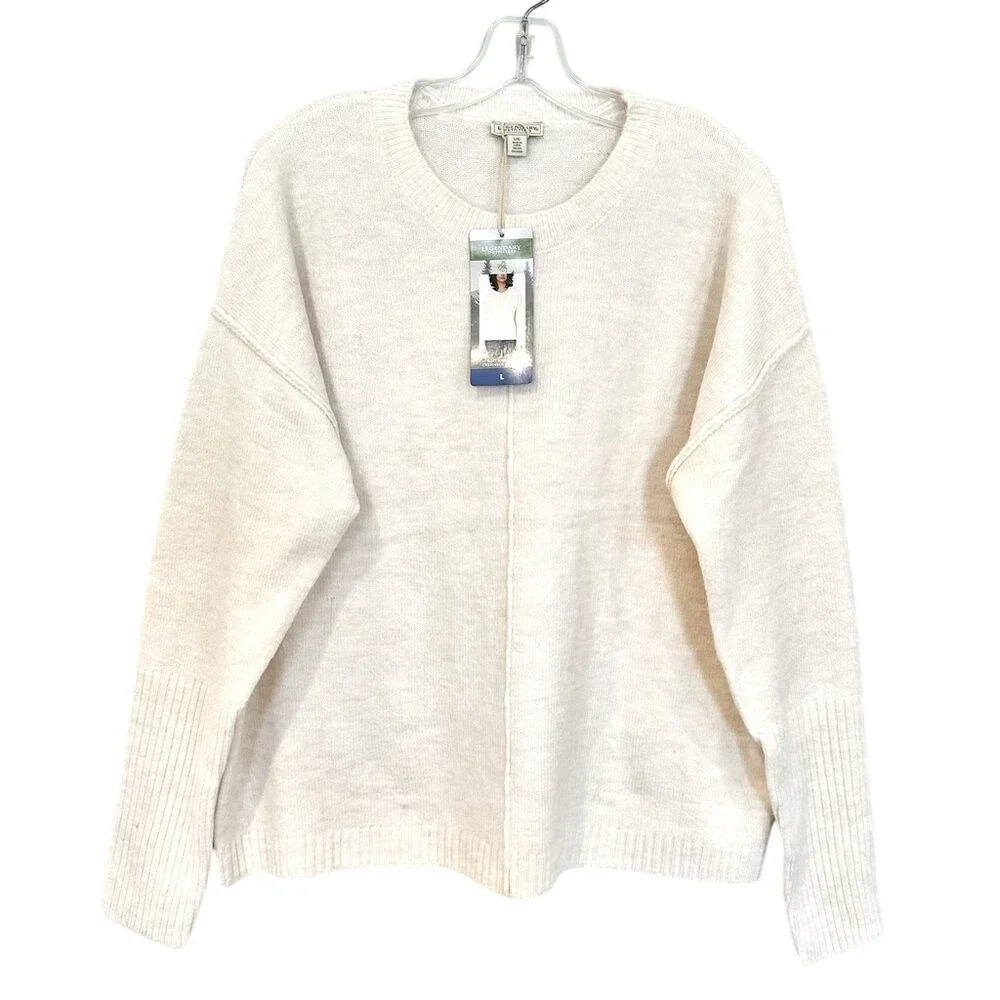 Legendary Outfitters Crewneck Sweater Women L Cream Minimalist Soft Girl Classic